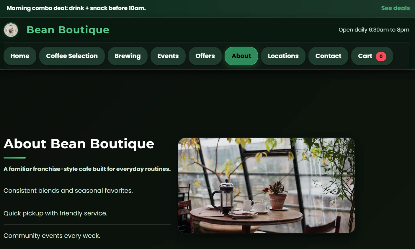 Bean Boutique — screen 2