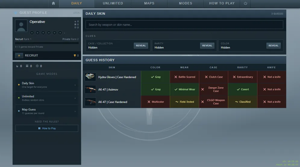 CS2 Skin Guesser — screen 2